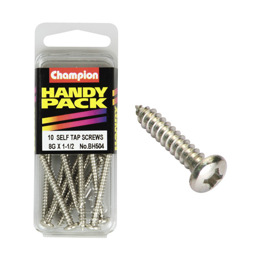 CHAMPION FASTENERS BH504 SELF TAPPING PAN HEAD SCREWS 8g x 1-1/2" PACK OF 10