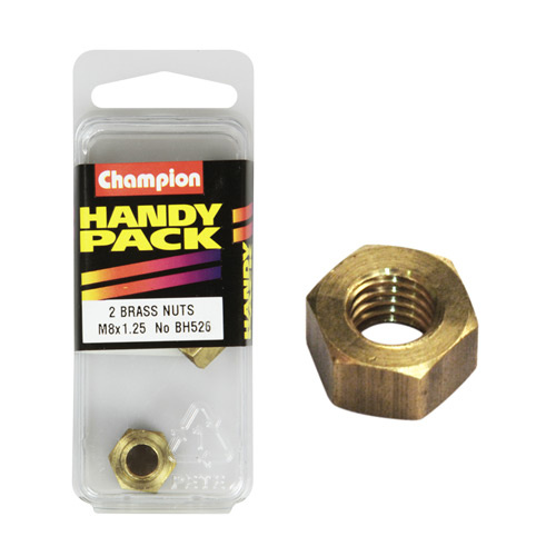 CHAMPION FASTENERS BH526 BRASS MANIFOLD NUTS 8mm 1.25 PACK OF 2