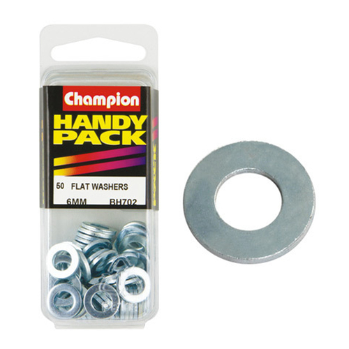 Champion Fasteners BH702 Steel Flat Metric Washers 6mm Pack of 50