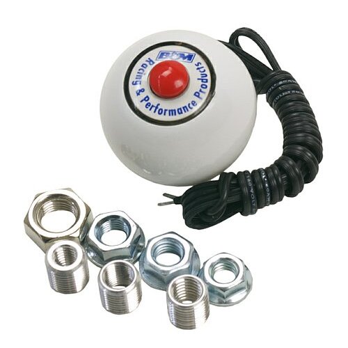 B&M BM46112 SHIFTER KNOB WITH BUTTON KNOB WHITE FINISH
