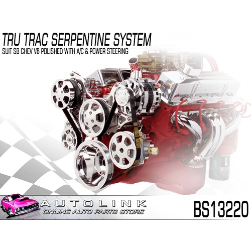 BILLET SPECIALTIES TRU TRAC SERPENTINE SYSTEM SB CHEV V8 POLISHED - A/C P/STEER