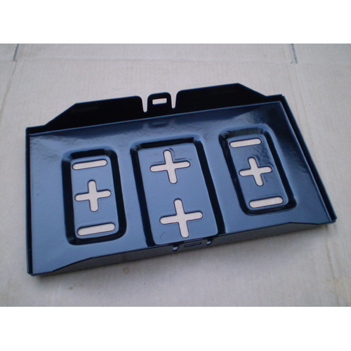 Universal Battery Tray Large for N70ZZ Sizes Batteries Steel With Vinyl Coating