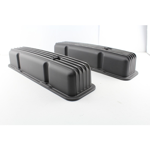 Cal Customs CAL-4701-BK Black Finned Rocker Covers Small Block Chev V8 Tall
