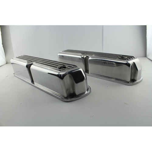 FINNED ROCKER COVERS FOR FORD WINDSOR 289 302 351 V8 POLISHED ALLOY CAL-4710