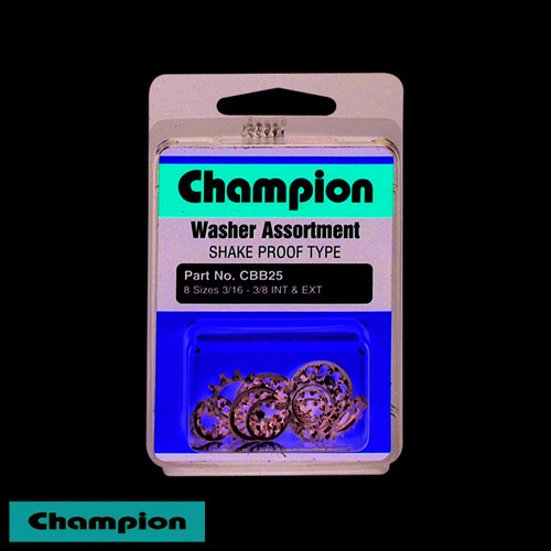 CHAMPION FASTENERS CBB25 STAR WASHERS 8 SIZES 3/16" TO 3/8" ASSORTMENT PACK