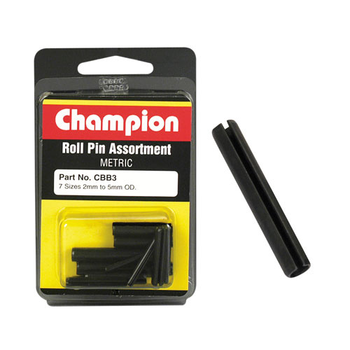 CHAMPION FASTENERS CBB3 ROLL PINS 7 SIZES 2mm TO 5mm ASSORTMENT PACK