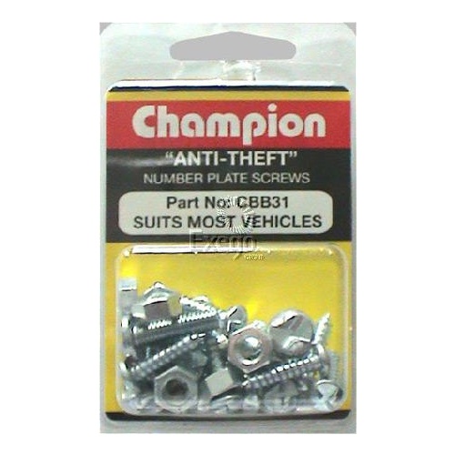 Champion Fasteners CBB31 Anti Theft Number Plate Screws Assortment Pack