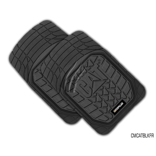 Caterpillar Deep Dish Floor Mats Black Rubber With Tread Pattern - Front Pair