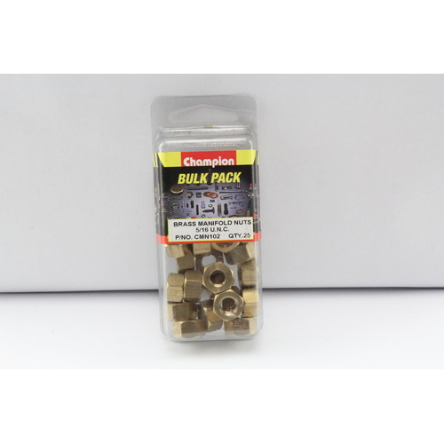 CHAMPION CMN102 BRASS MANIFOLD NUTS 5/16" UNC - PACK OF 25