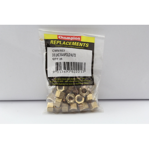 Champion CMN103 Brass Manifold Nuts 3/8″ UNC - Pack of 25