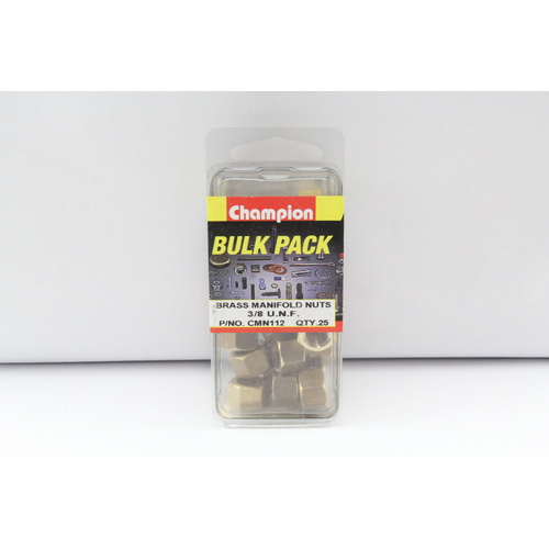 Champion CMN112 Brass Manifold Nuts 3/8" UNF - Pack of 25