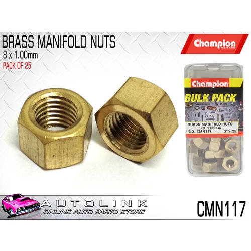 CHAMPION CMN117 BRASS MANIFOLD NUTS M8 x 1.00 - PACK OF 25