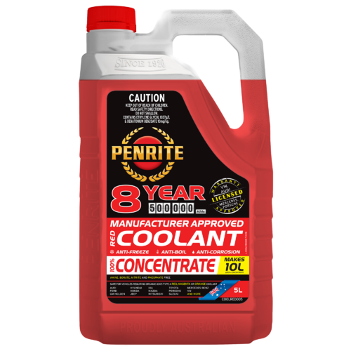 PENRITE 8 YEAR 500,000km RED CONCENTRATE COOLANT 5L COOLRED005