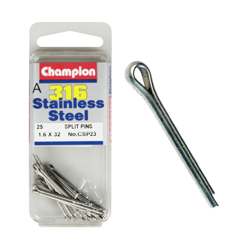 CHAMPION FASTENERS CSP23 316 STAINLESS STEEL SPLIT PINS 1.6mm x 32mm PACK OF 25