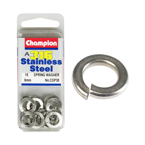 CHAMPION FASTENERS CSP30 316 STAINLESS STEEL SPRING WASHERS 8mm PACK OF 15