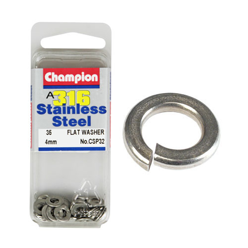 CHAMPION FASTENERS CSP32 316 STAINLESS STEEL FLAT WASHERS 4mm PACK OF 35