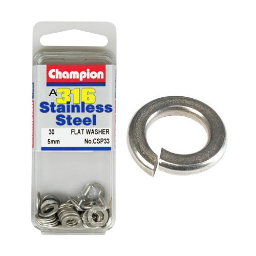 CHAMPION FASTENERS CSP33 316 STAINLESS STEEL FLAT WASHERS 5mm PACK OF 30
