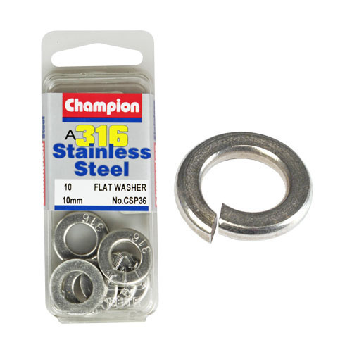 CHAMPION FASTENERS CSP36 316 STAINLESS STEEL FLAT WASHERS 10mm PACK OF 10