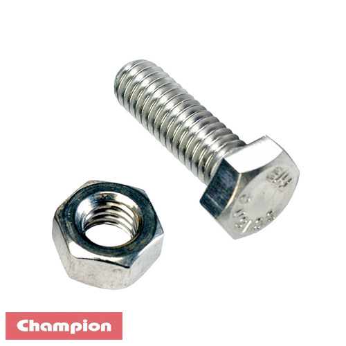 CHAMPION CSP48 316 STAINLESS STEEL METRIC BOLTS & NUTS 10mm x 25mm PACK OF 2