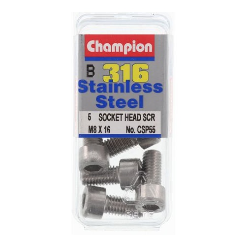 CHAMPION CSP55 316 STAINLESS STEEL METRIC HEX HEAD 8mm x 16mm PACK OF 5