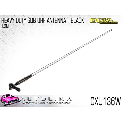 DNA WHITE UHF ANTENNA 6dB 1.3m LONG WITH STAINLESS STEEL SPRING CXU136W 