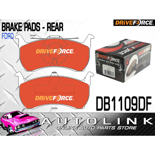 Drive Force DB1109DF Rear Disc Brake Pads for Ford LTD DA DC 6/1988-3/1995