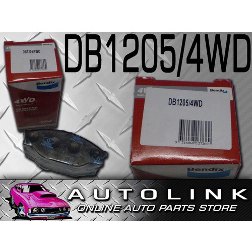 BENDIX DB1205-4WD FRONT BRAKE PADS FOR TOYOTA HILUX RZN147 2.0L 1997 - 2001