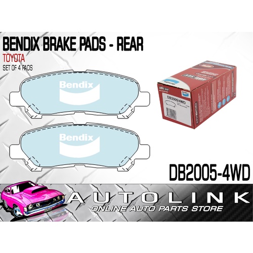 Bendix DB2005/4WD Brake Pads 4WD Rear for Toyota Kluger GSU Models 2007-2014