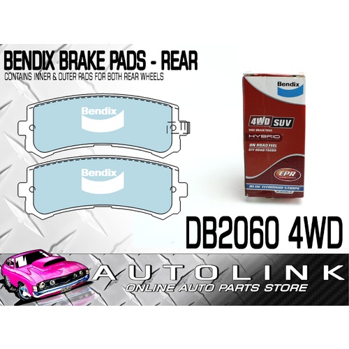 BENDIX REAR BRAKE PADS DB2060-4WD FOR NISSAN PATROL GU 4.8L TB48DE 2001 - 2012