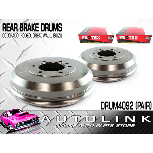 Protex DRUM4092 Rear Brake Drum for Holden Colorado V6 2008-On x2 Pair 295mm