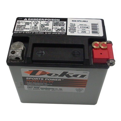 Deka ETX14L AGM Battery for Harley Davidson 883cc 1200cc Sportster 2004-2010
