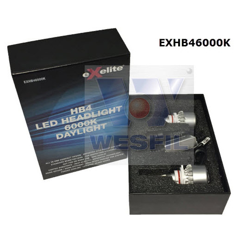 EXELITE EXHB46000K LED HB4 HEADLIGHT GLOBES 6000K - TWIN PACK