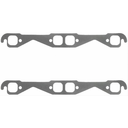 Felpro FE1444 Steel Exhaust Gasket Set Square Port 1.38" for Small Block Chev V8