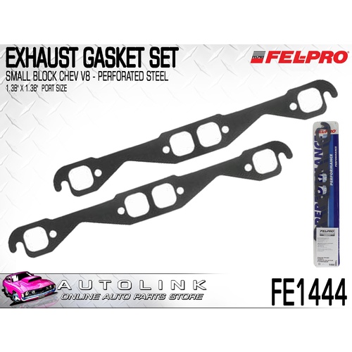 FELPRO PERFORATED STEEL EXHAUST GASKET SET FOR SMALL BLOCK CHEV V8 FE1444