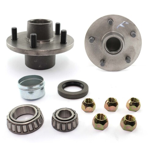 TRAILER HUB KIT - FORD 5 STUD PATTERN WITH BEARINGS WHEEL NUTS & OIL SEAL x1