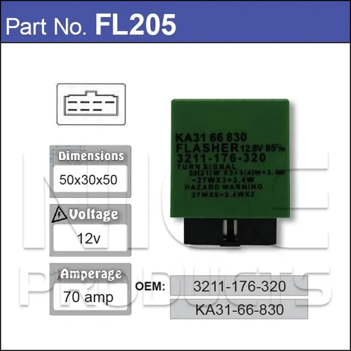 Nice FL205 Electric Flasher Unit 7 Pin 12V 70 Amp for Ford 3211-176-320