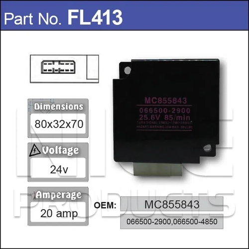 Nice FL413 Electric Flasher Unit 11 Pin 24V for Mitsubishi Models MC855843