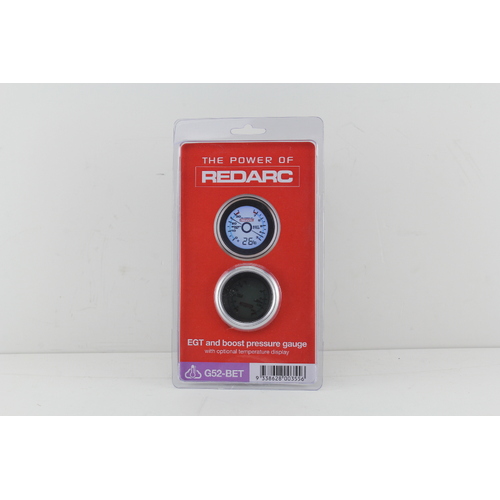 Redarc G52-BET EGT & Boost Pressure 52mm Gauge With Optional Temperature Display