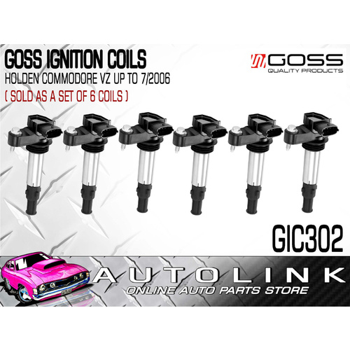 GOSS IGNITION COIL FOR HOLDEN STATESMAN CAPRICE WL V6 - 9/2004 - 7/2006 x6