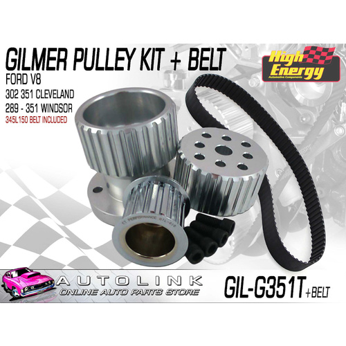 GILMER PULLEY KIT & BELT FOR FORD 289-351 WINDSOR V8 FALCON XR XT XW XY