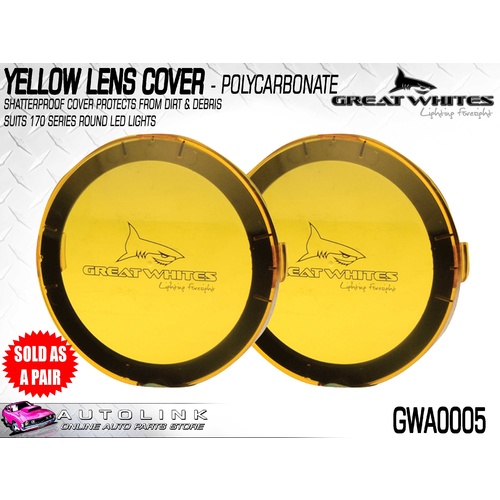 GREAT WHITES POLYCARBONATE LENS COVERS YELLOW FOR 170 SERIES LIGHTS GWA0005 x2