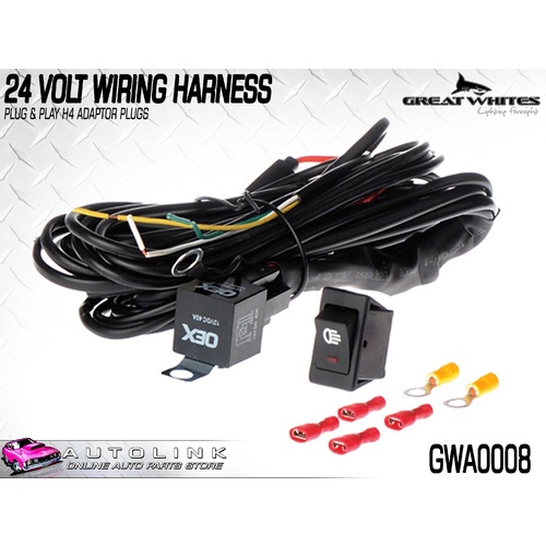 GREAT WHITES 24 VOLT WIRING HARNESS WITH H4 PLUG & PLAY ADAPTORS GWA0008