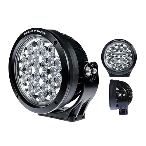 GREAT WHITES 24 LED ROUND DRIVING LIGHT 9-32V 240mm DIA WITH BRACKET GWR5243