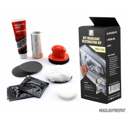 HEADLIGHT RESTORATION KIT - QUICK & EASY 3 STEP PROCESS HEADLIGHTRESTKIT