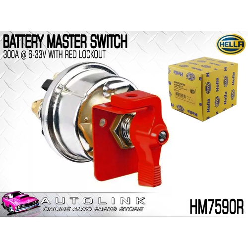 HELLA BATTERY MASTER LOCKOUT SWITCH - 2 POLE WITH RED HANDLE HM7590R