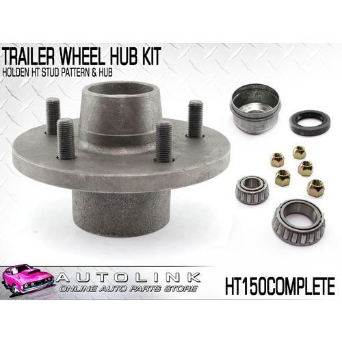 TRAILER HUB KIT - HOLDEN HT 5 STUD PATTERN WITH BEARINGS, WHEEL NUTS & OIL SEAL