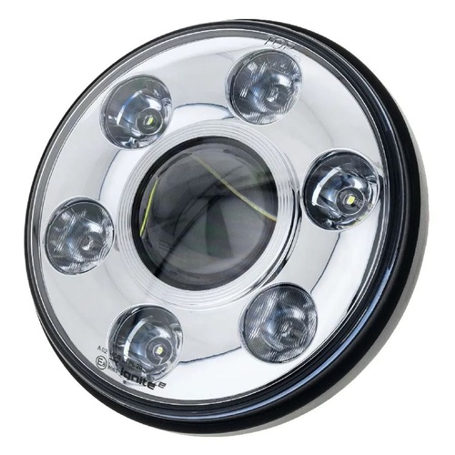 Ignite IHL7RC-DRL Round High Low LED Head Light Chrome Face 65 Watt 7" or 178mm