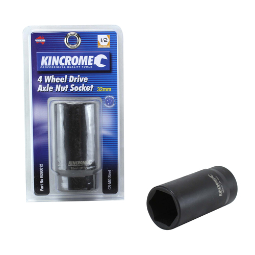 Kincrome K080012 4WD Axle Nut Socket 32mm 1/2" Square Drive Black Finish