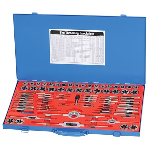 KINCROME K12087 METRIC NC NF TAP & DIE SET 87 PIECE IN METAL CASE