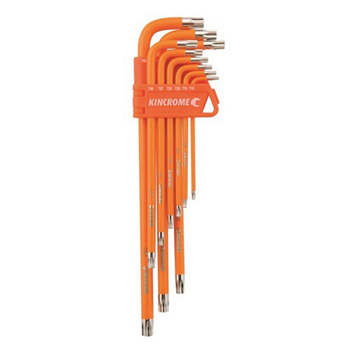 Kincrome K5044 Tamper Proof Torx Set Long Series 9 Piece Hardened S2 Steel